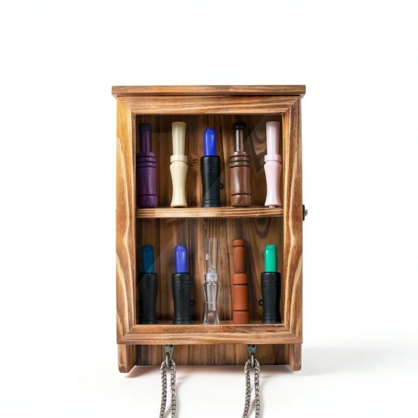 Duck Call Display Rack HunterGear Brown Legs Stand with Acrylic Window-1