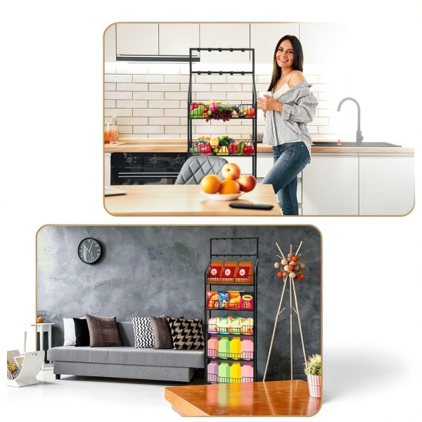 DoubleFill 5 Tier Black Retail Display Rack with 15 Hook Options-3