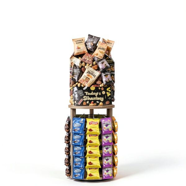 SnackMaster Rotating Chip Display Rack with Black Base and Chalkboard-4