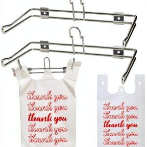 Lawei Chrome Iron T‑Shirt Bag Rack Wall Mount 4‑Hook Minimalist-0