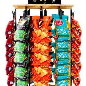 Fictsuscs Wooden 5‑Tier Rotating Chip Rack – Compact Brown Countertop-0