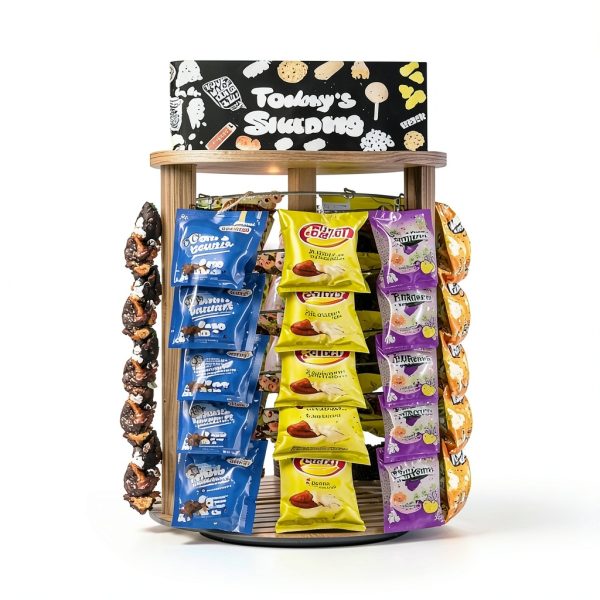 SnackMaster Rotating Chip Display Rack with Black Base and Chalkboard-6