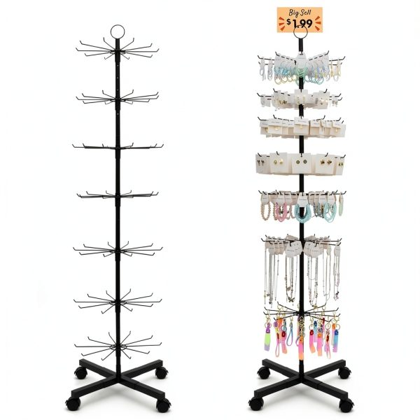 ANBOXIT Retail Rotating Display Rack 7 Adjustable Tiers Wheels-0