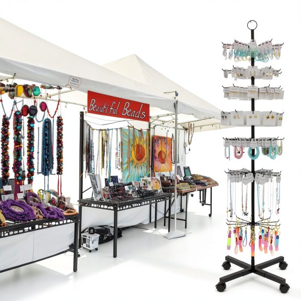 ANBOXIT Retail Rotating Display Rack 7 Adjustable Tiers Wheels-1