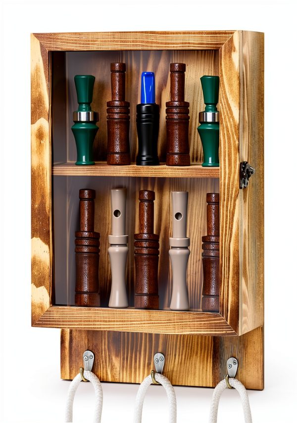 Dononr Pine Duck Call Display Rack Wall Mounted Tiered Shelf-0