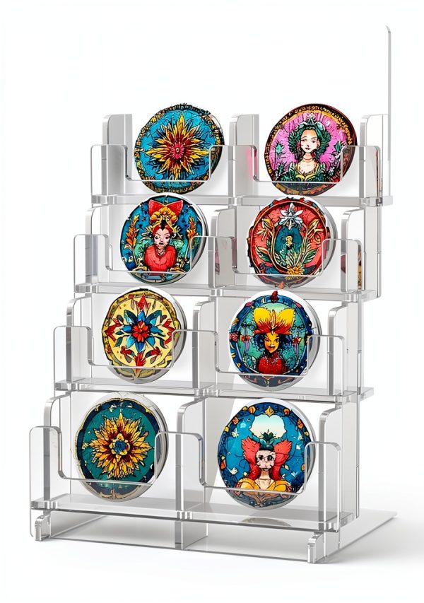 Aescwyn Acrylic Sticker Display Stand SE-122 Clear 4‑Layer Rack-0