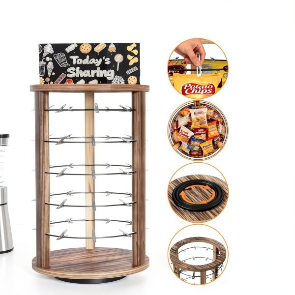 SnackMaster Rotating Chip Display Rack with Black Base and Chalkboard-2
