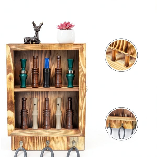 Dononr Pine Duck Call Display Rack Wall Mounted Tiered Shelf-3