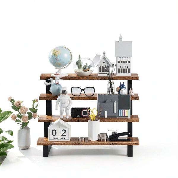 ELITEROO 4‑Tier Brown Wooden Retail Display Rack Curved Corner-7