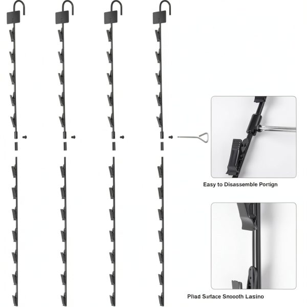 Board2by Black Metal Wall Mount Hook Rack 48 Clip Adjustable-3