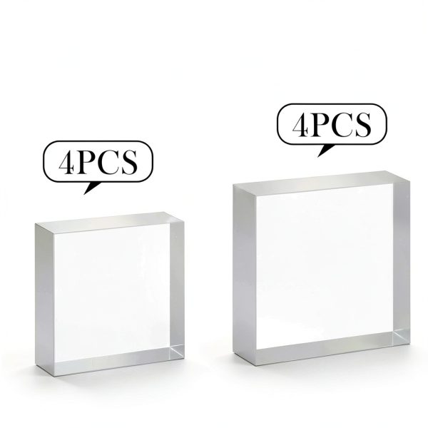 Vicenpal Acrylic Display Block Set 8‑Piece Clear Pedestal Riser 3x3-2