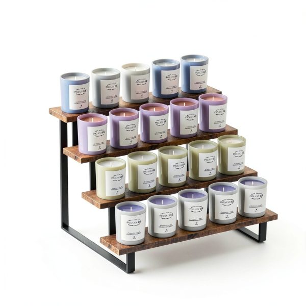 ELITEROO 4‑Tier Brown Wooden Retail Display Rack Curved Corner-4