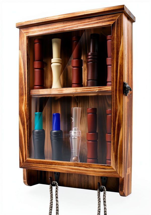 Duck Call Display Rack HunterGear Brown Legs Stand with Acrylic Window-0