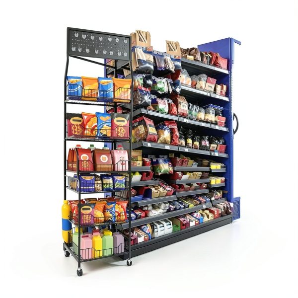 DoubleFill 4 Tier Black Retail Rack with 15 Hooks MEE-1672-4