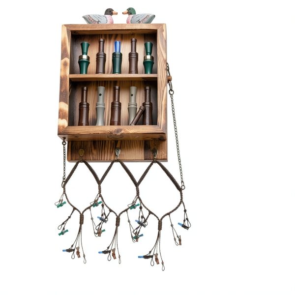 Dononr Pine Duck Call Display Rack Wall Mounted Tiered Shelf-6
