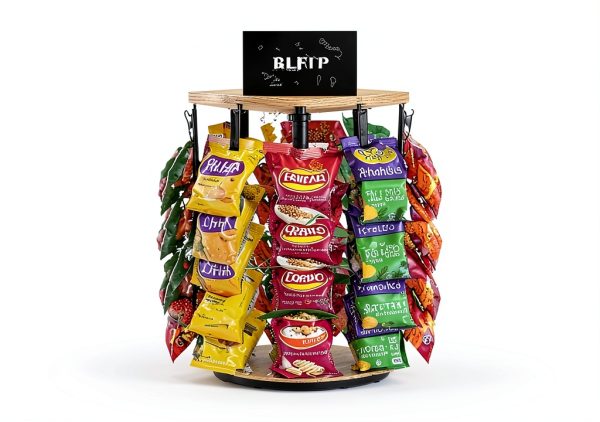 Fictsuscs Wooden 5‑Tier Rotating Chip Rack – Compact Brown Countertop-5