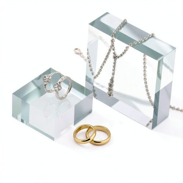 Vicenpal Acrylic Display Block Set 8‑Piece Clear Pedestal Riser 3x3-4