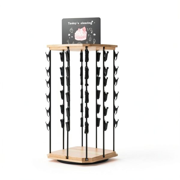 Fictsuscs Wooden 5‑Tier Rotating Chip Rack – Compact Brown Countertop-4
