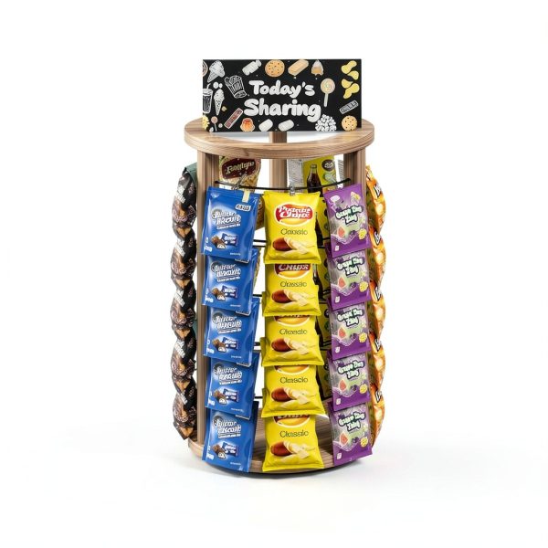 SnackMaster Rotating Chip Display Rack with Black Base and Chalkboard-7