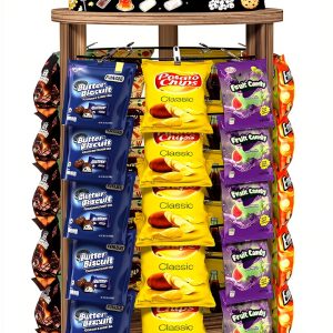 SnackMaster Rotating Chip Display Rack with Black Base and Chalkboard-0