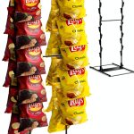 ROSROSE Chip Display Rack 2-Row Countertop Stand 24-Clip Metal Shelf-0