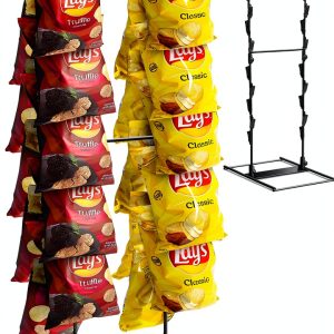 ROSROSE Chip Display Rack 2-Row Countertop Stand 24-Clip Metal Shelf-0