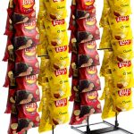 ROSROSE Tiered Snack Display Rack 2‑Pack Metal Chip Stand Black-0