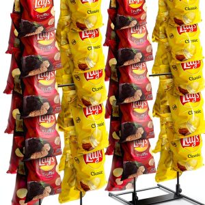ROSROSE Tiered Snack Display Rack 2‑Pack Metal Chip Stand Black-0