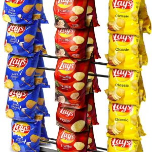 ROSROSE 3-Row Chip Rack Black Metal Countertop Stand 42 Clips-0