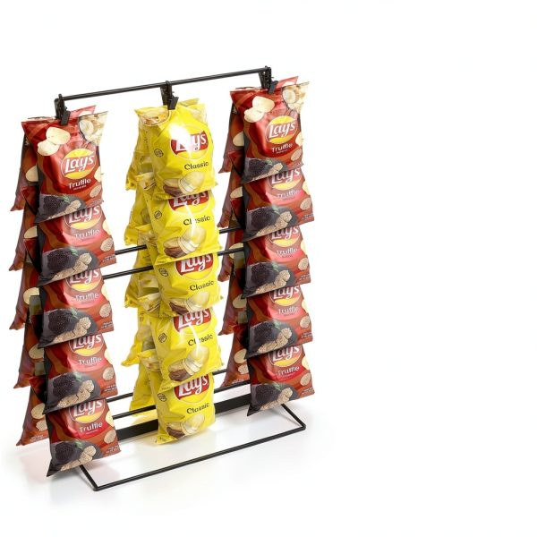 ROSROSE 3-Row Chip Rack Black Metal Countertop Stand 42 Clips-1